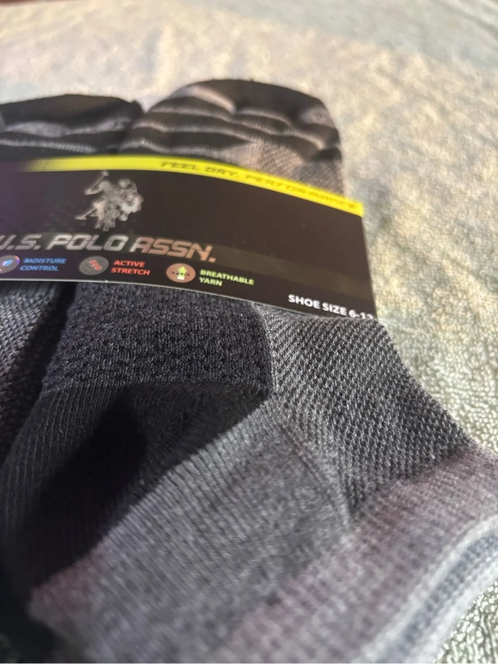 U.S. Polo Assn. Men’s 6-Pack Crew Socks in Black and Gray